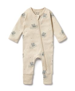 Little Bear Organic Pointelle Zipsuit With Feet