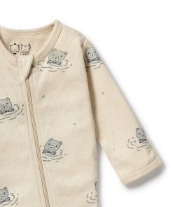 Little Bear Organic Pointelle Zipsuit With Feet - Image 2